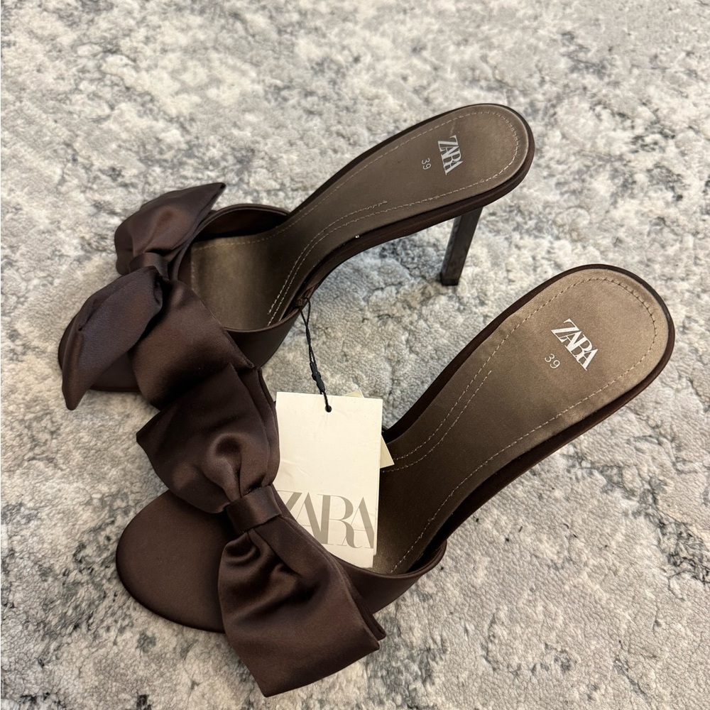 Zara Women's Chocolate Brown Bow Heels